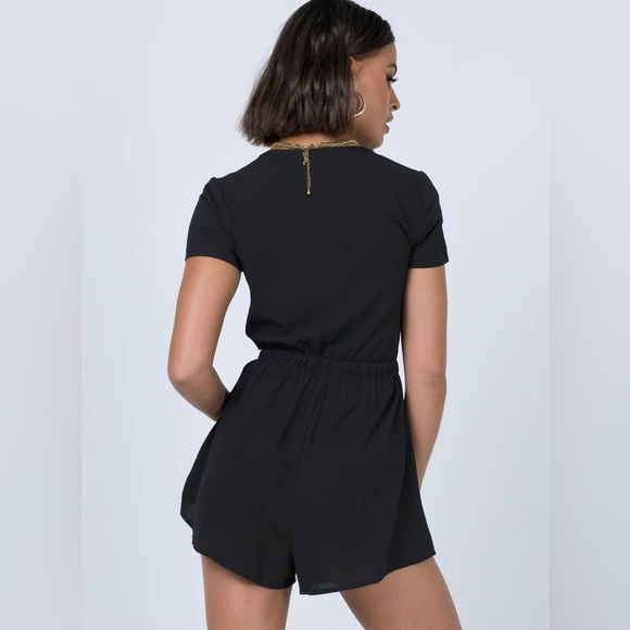 Princess polly Ragnar tie front romper black - Picture 3 of 8